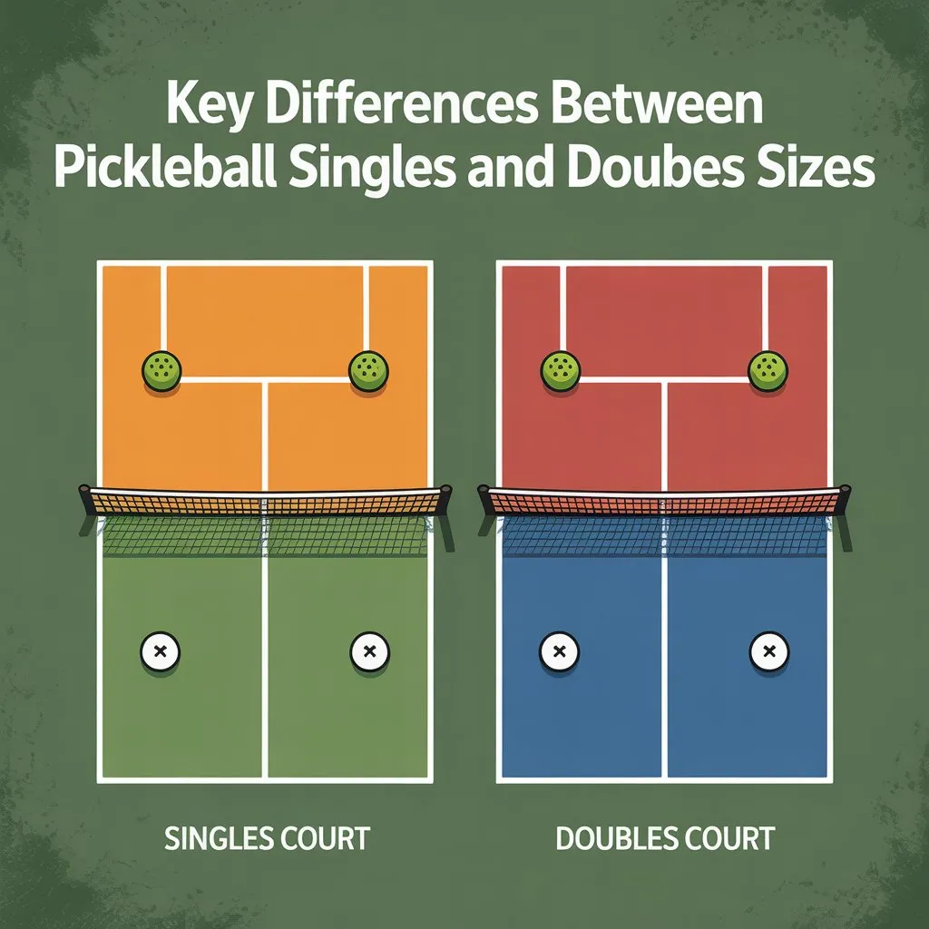 Key Differences Between Pickleball Singles and Doubles Court Sizes: